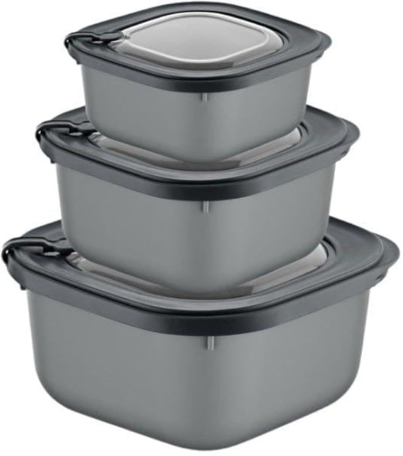 طقم حاويات تخزين طعام من هابي هوم مكون من 3 قطع مع أغطية محكمة الإغلاق، مصنوع من البلاستيك، سعة 600 مل، 1100 مل، 1800 مل، آمن للاستخدام في الميكروويف